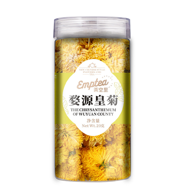 Chrysanthemum Mulberry Goji Flower Tea Blend (Tai Ju, Sang Shen, Gou Qi) — Bottled Herbal Tea in use