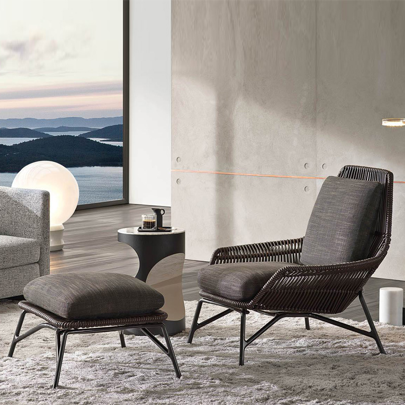 北歐戶外桌椅藤編單人椅別墅庭院露天休閒室外懶人陽台沙發三件套