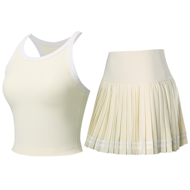 Nuevo conjunto de ropa de tenis de moda en una sola pieza de chaleco chaleco de tensión de color contraste ropa deportiva de yoga al por mayor