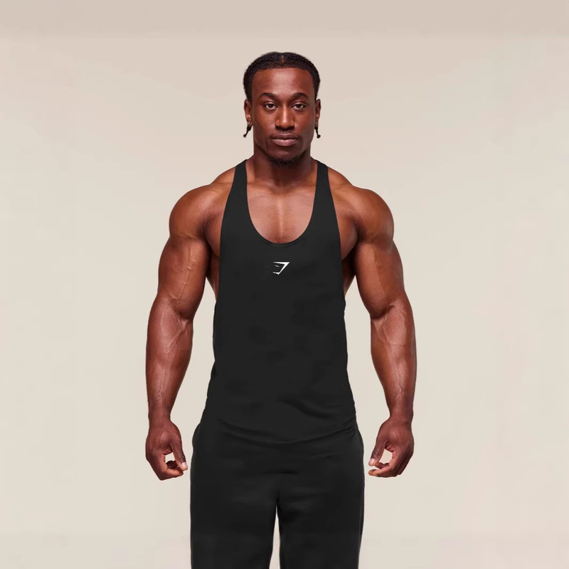 Gymshark Fitness Men's Sports Shark Vest Casual Training Breathable Elastic Casual Sleeveless Tank Top