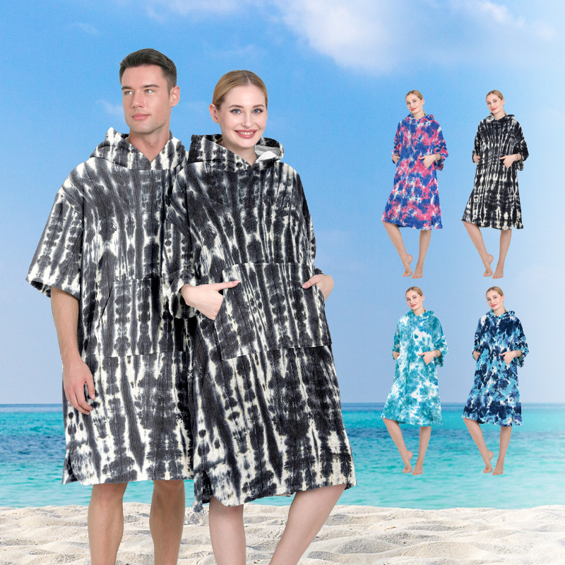 Nuevo microfibra secado rápido gran tamaño lazo cambiador bata de baño surf de playa natación cálida toalla de playa para adultos