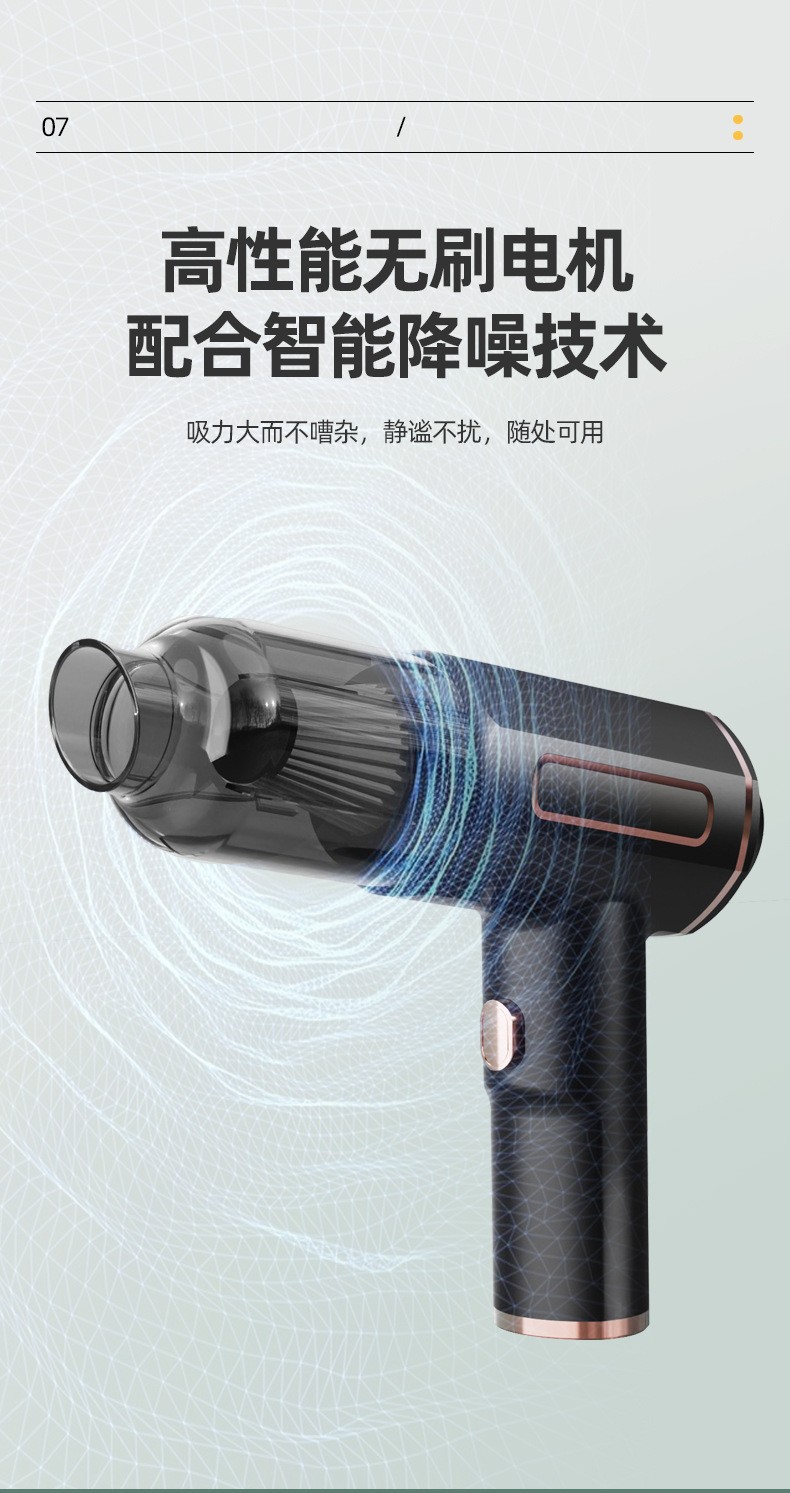 Car-mounted vacuum cleaner, wireless high-suction handheld vacuum cleaner, pet hair remover, small dual-use vacuum cleaner for car and home