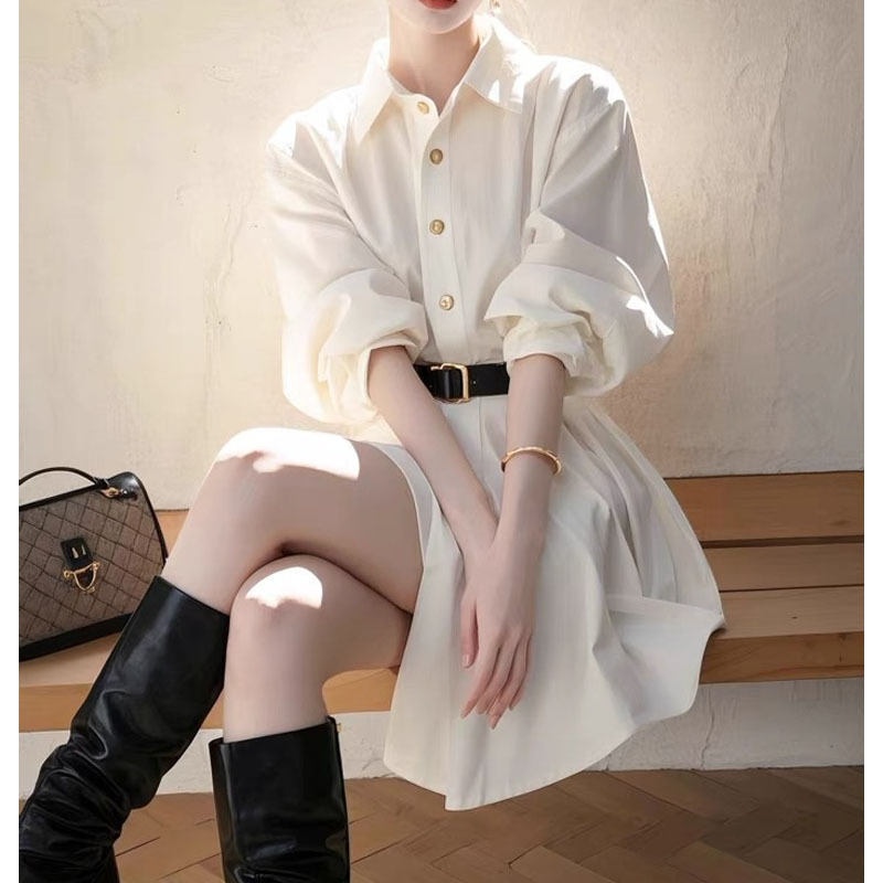 Yqgfsfs # 2025 New French High-End Style, Small, Generous and Elegant, Small Fragrant White Shirt Dress Yqgfsfs # 2025 New French High-End Style, Small, Generous and Elegant, Small Fragrant White Shirt Dress