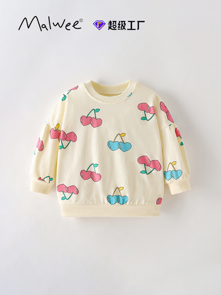 Malwee Child Sweater Otoño Invierno Nuevo estilo europeo y americano para niños de mediana edad de cuello redondo de mangas largas de estilo extranjero niñas vestidas para niños