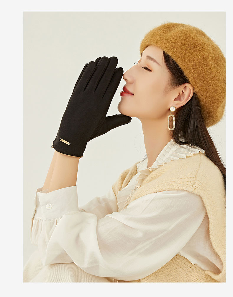 Women's Fashion Solid Color Velvet Polyester Gloves 1 Pair display picture 6