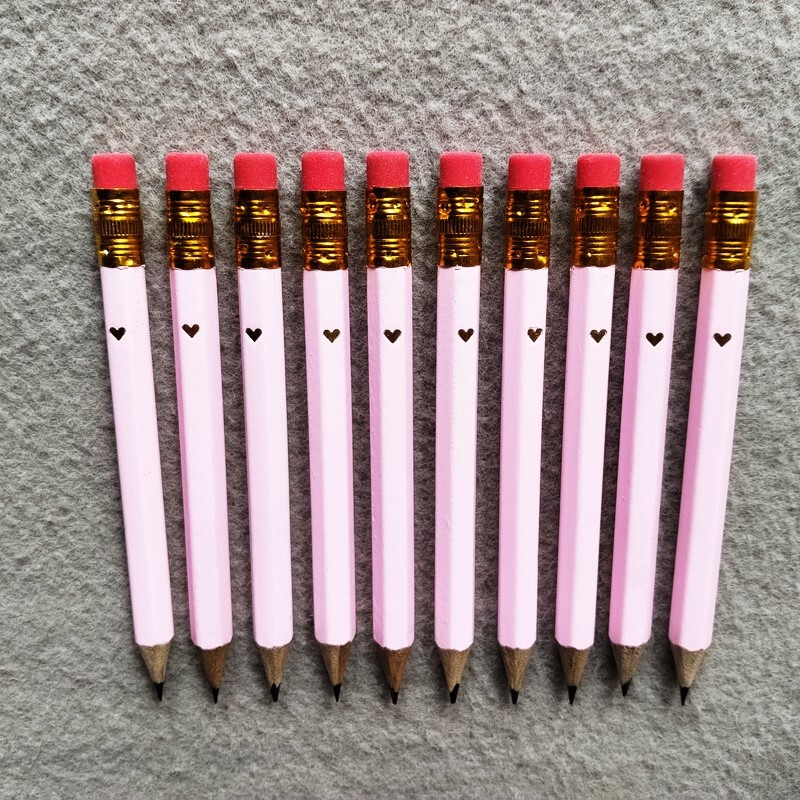 Factory Direct Supply Heart Mini Pencil 4inch Short Pencils for Wedding Season Special Small Pencils Cross-Border Hot Sale