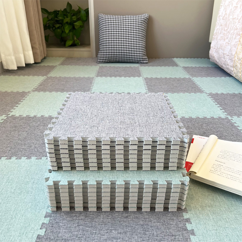 Linen Cotton Patchwork Carpet for Bedroom, Living Room, Balcony, Large Area Full Coverage, Ins-Style Children's Crawling Mat, Can Be Cut to Size