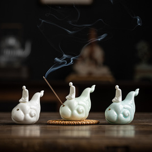 Ceramic Xiangyun Line Incense Socket Tea Pet Zen Decoration Incense Way Aromatherapy Furnace Decoration Household Indoor Line Incense Furnace