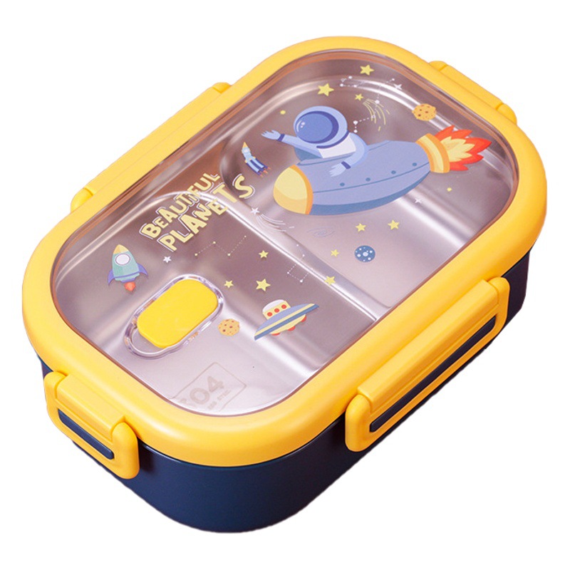 Caja de almuerzo de dibujos animados con tazón de sopa 304 compartimiento de acero inoxidable caja de almuerzo grado alimenticio empleado de oficina estudiante caja de almuerzo portátil