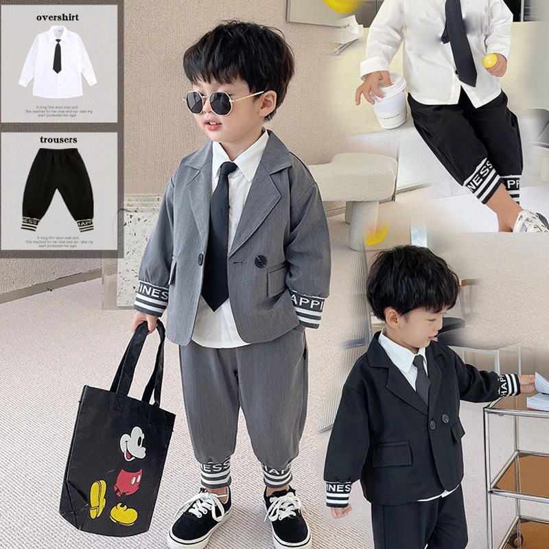 男童西裝套裝2025新款寶寶秋裝男孩衣服春秋兒童西服小童休閒衣服