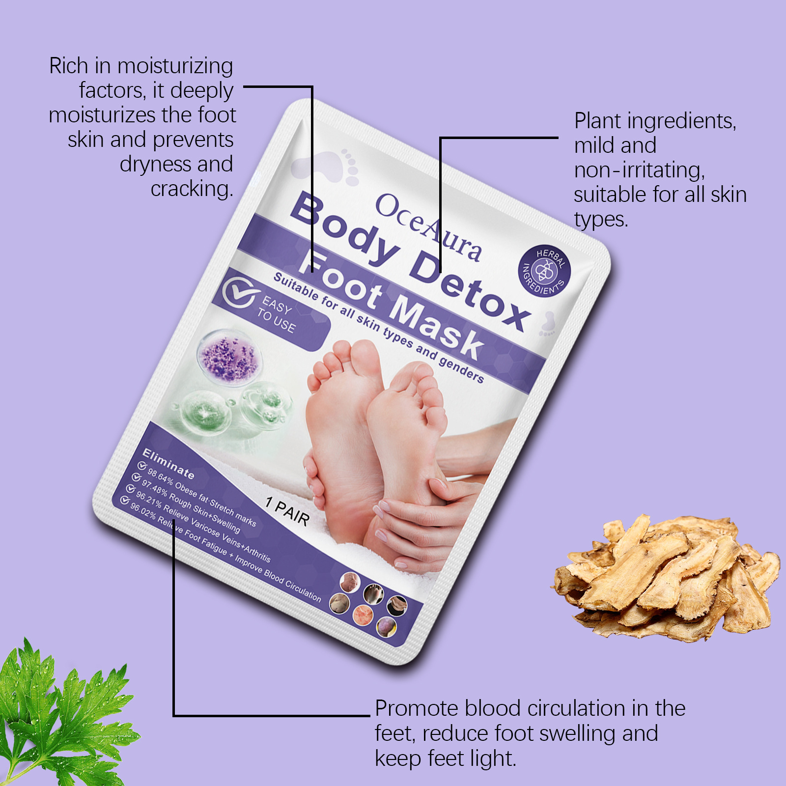 OCEAURA Fußmaskenbox, lindert Fußbeschwerden, reinigt sanft, verbessert die angenehme Figur, strafft und befeuchtet die Haut_voghion.com