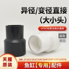 天雁pvc变径直接给水管异径束节大小头直通接头水管配件6分深灰色