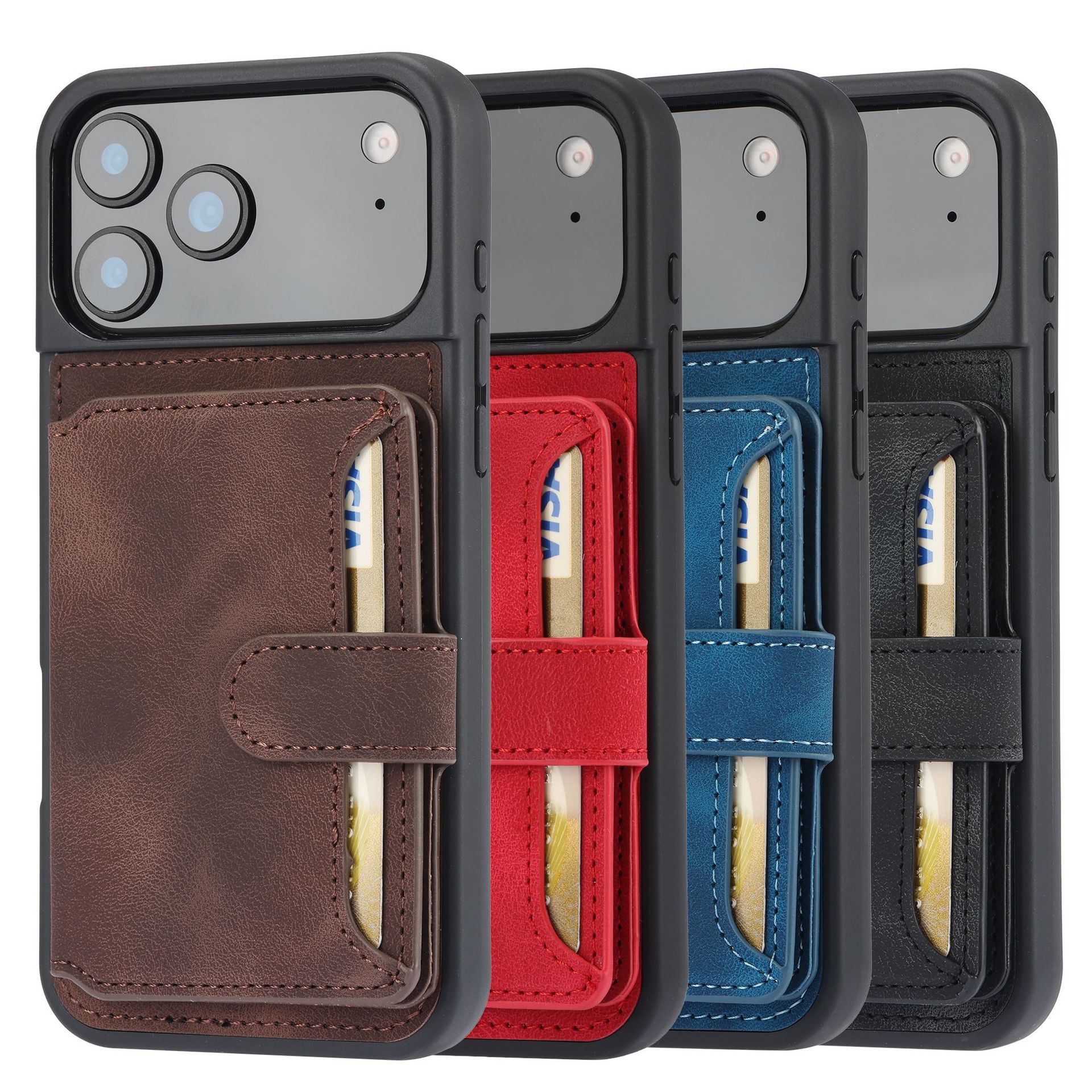 Suitable for Apple 17Pro Max Leather Case Rfid Card Holder Magnetic Holder Cover 17Pro Leather Case Mobile Phone Protective Cover