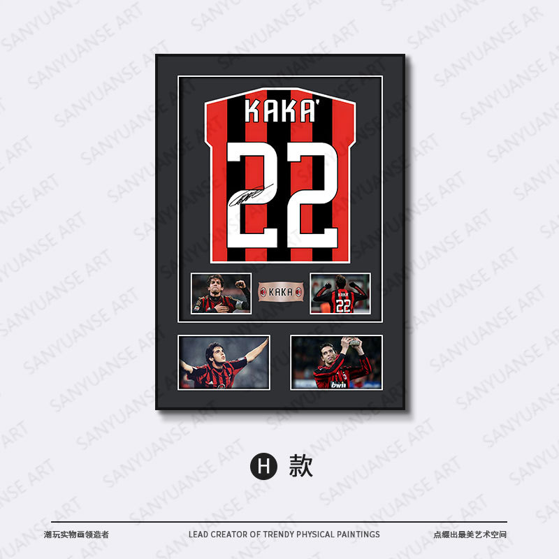 Camiseta enmarcada, marco de fotos de fútbol, pintura de pared, colección de C Luo, exhibición de ropa, decoración de cabecera de dormitorio tridimensional, pintura