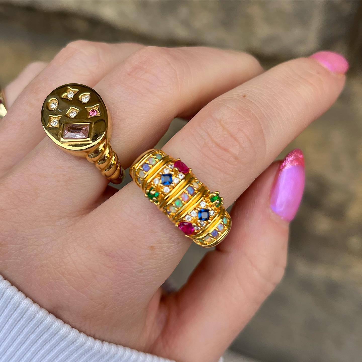 Fashion Geometric Copper Plating Zircon Rings