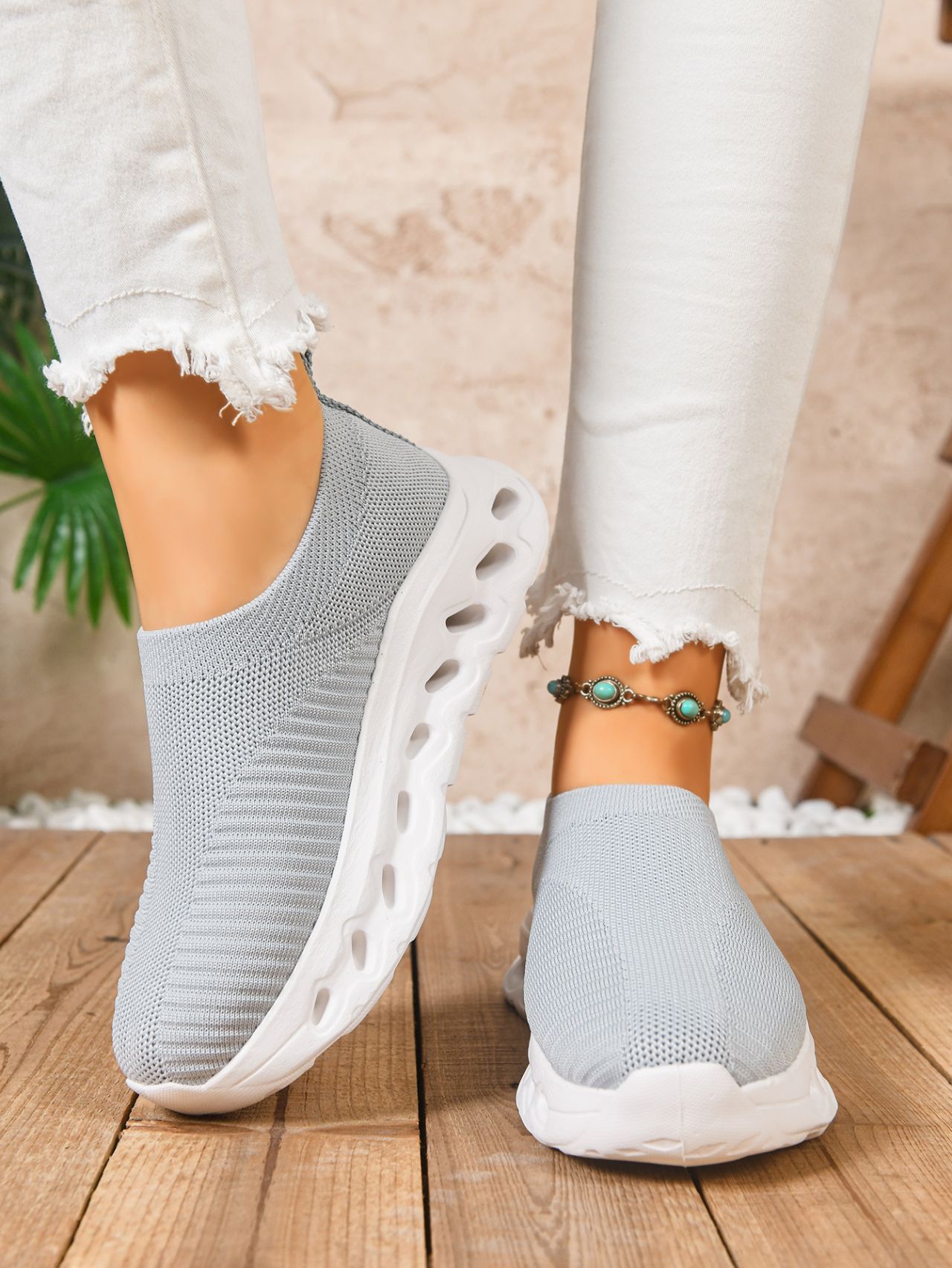 Breathable Women's Casual Trainers Lightweight Knit Running Shoes_voghion.com