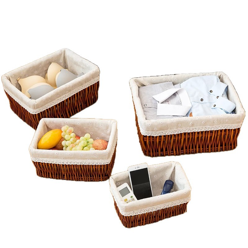 Cesta de almacenamiento de mimbre cesta de almacenamiento de escritorio cesta de almacenamiento de bambú ropa de juguete de mimbre de almacenamiento cesta de almacenamiento de escritorio en casa