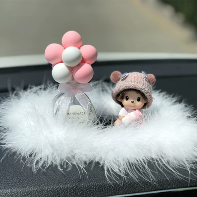 Cute Car Decoration Car Car ornaments - bottle-qiqi-pink-ball-bottle-hair-pad
