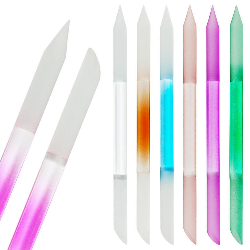 Manufacturer wholesale double-headed crystal grinding stick for polishing and exfoliating dead skin, colorful cylindrical frosted glass nail file Manufacturer wholesale double-headed crystal grinding stick for polishing and exfoliating dead skin, colorful cylindrical frosted glass nail file