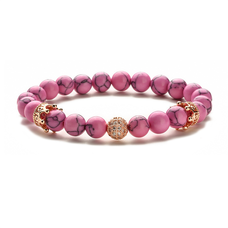Cruz-frontera deseo caliente venta cobre micro-incrustaciones pulsera de oro rosa al por mayor cristal Rosa Fenghua Moonstone joyería pulsera