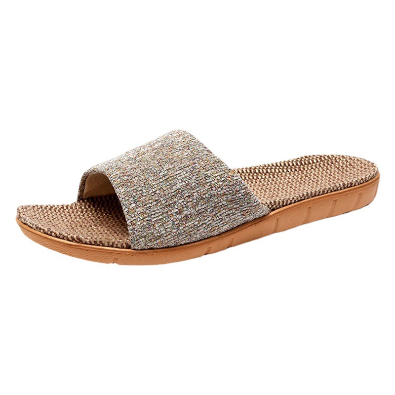 Nuevas zapatillas de lino para mujer interior antideslizante pareja Four Seasons zapatillas de piso fábrica al por mayor zapatillas resistentes al desgaste