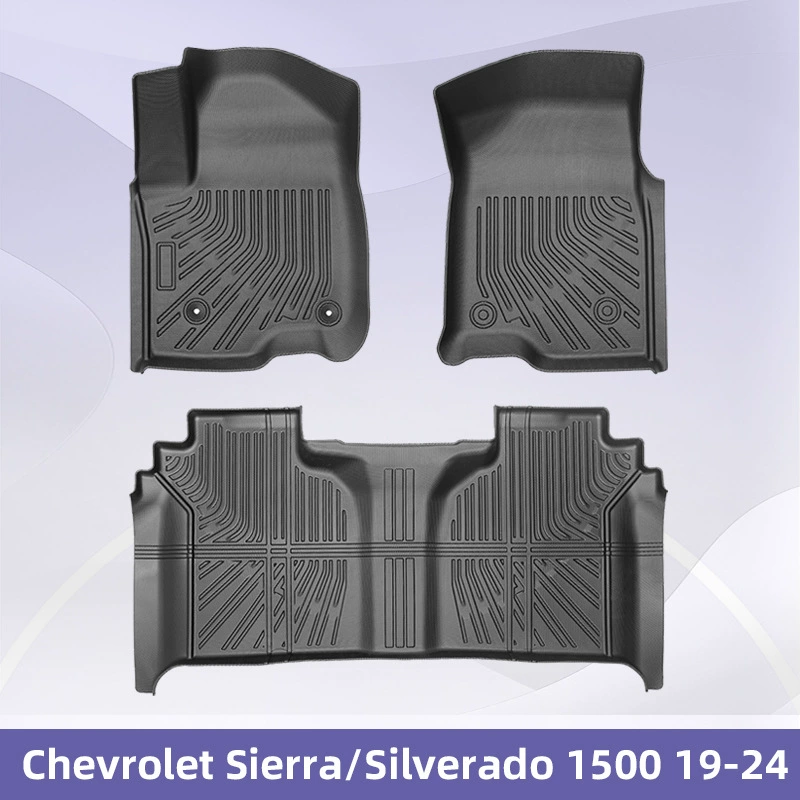 Подходит для Chevrolet Sierra/Silverado 1500 2019-2024, коврики TPE, 3D коврики для пола.
