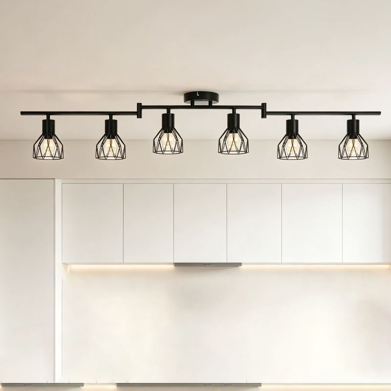 Russian Cross-Border Led 6-Head E14 Ceiling Light Black Retro Adjustable Ceiling Spotlight for Living Room, Bedroom, Kitchen Russian Cross-Border Led 6-Head E14 Ceiling Light Black Retro Adjustable Ceiling Spotlight for Living Room, Bedroom, Kitchen