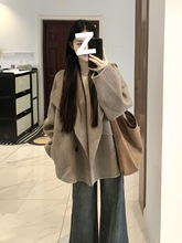 深冬大翻领呢子大衣女入冬季2025新款高级毛呢外套超好看加厚短款