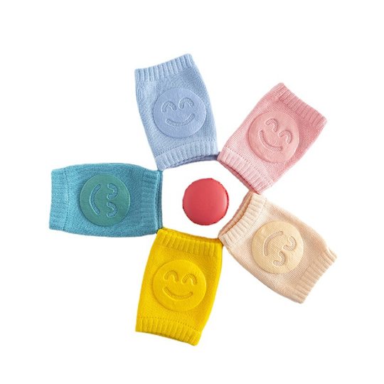 2025 Summer Terry Baby Socks Elbow Protectors Toddler Crawling Knee Protectors Baby Children's Knee Protectors Smiley Face Knee Protectors