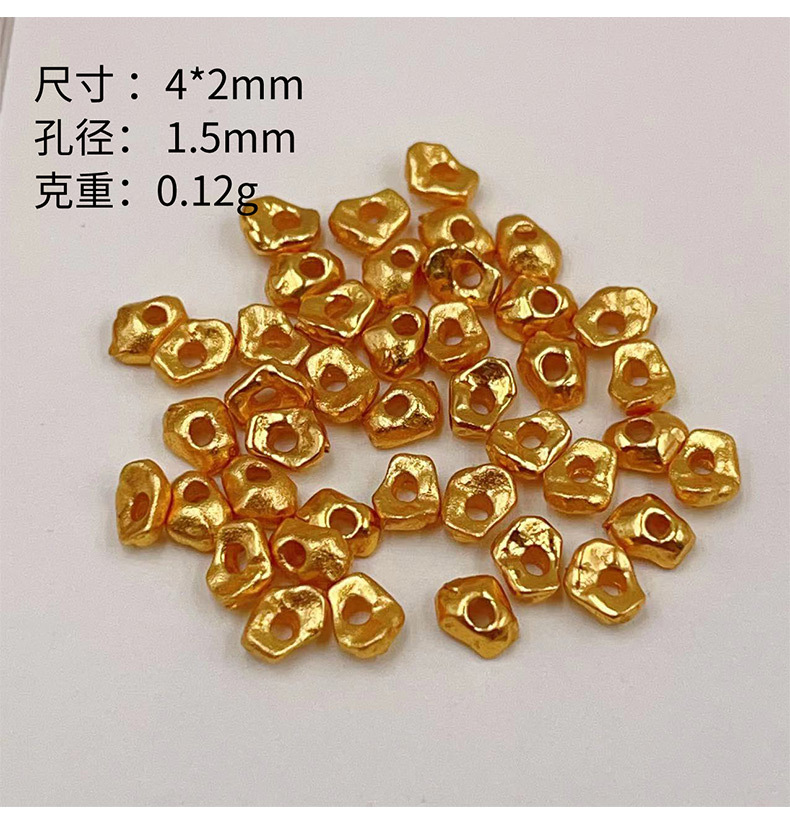 Weighed by the Gram, S925 Silver Gold-Plated Pumpkin Beads Spacer Beads DIY Accessories Bracelet Braided Rope Necklace String Ornaments Handmade Semi-Finished Products