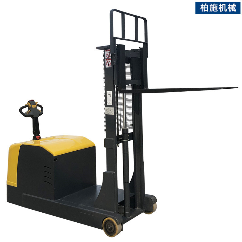 上海柏施小前移叉车配重式无腿堆高车1.5T电瓶液压升高全电动铲车