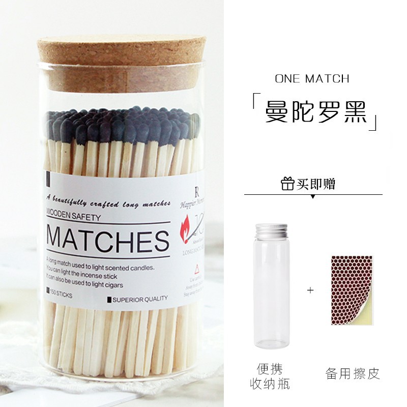 Velas de aromaterapia, fósforos de mango largo especiales, botellas de fósforos de colores al por mayor, materiales de fuego antiguos, versión extendida de alto valor