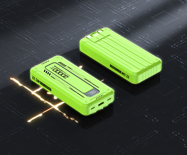 Mecha Powerbank mit Kabel 200 Millionen Super-Schnellladung 22,5W, 10000 mAh PD20W ultra-dünn mit Kabel