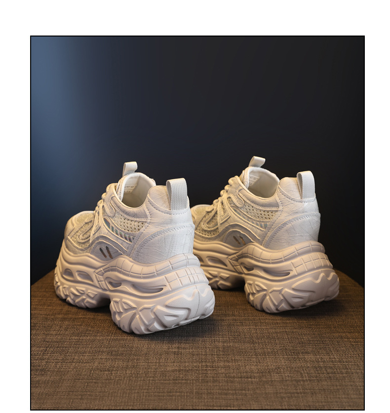 Giày sneaker nữ đế dày chunky lưới thoáng khí tăng chiều cao — Xám bạc chi tiết 17