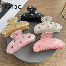 PAIBO 贝母爱心钻饰抓夹软萌可爱鲨鱼夹少女心发夹发饰