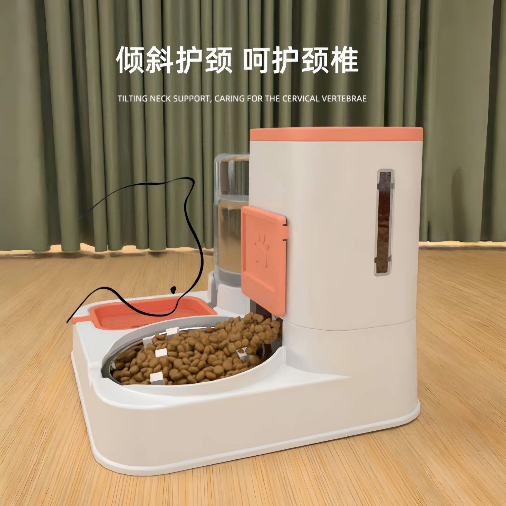 Cat bowl, dog bowl, cat food bowl, cat food automatic feeder, drinking water integrated cat bowl, pet supplies, drinking water double bowl 4