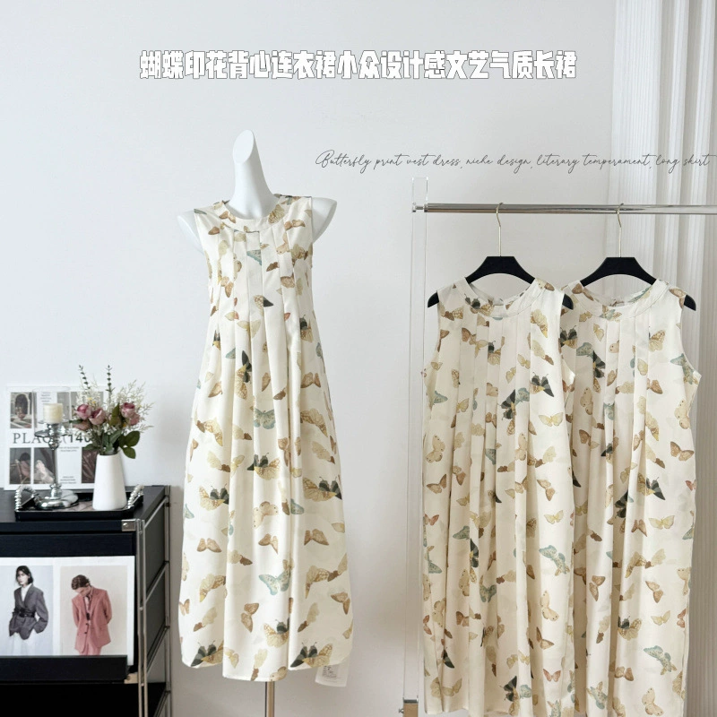 Чернила живопись жилет платье нишевые дизайнерские чувства 2025 весна/лето новый ретро литературный темперамент новый национальный стиль длинное платье