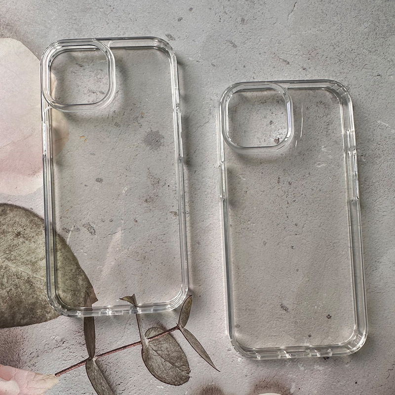 Transparent acrylic two-in-one mobile phone case Apple 15 wholesale iPhone13 glue drop material Apple 14 high-end hard