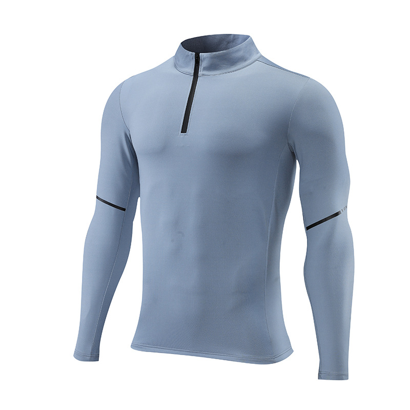 Primavera y otoño hombres deportes al aire libre de manga larga media cremallera corriendo collar UA misma camiseta superior en stock logotipo impreso personalizado