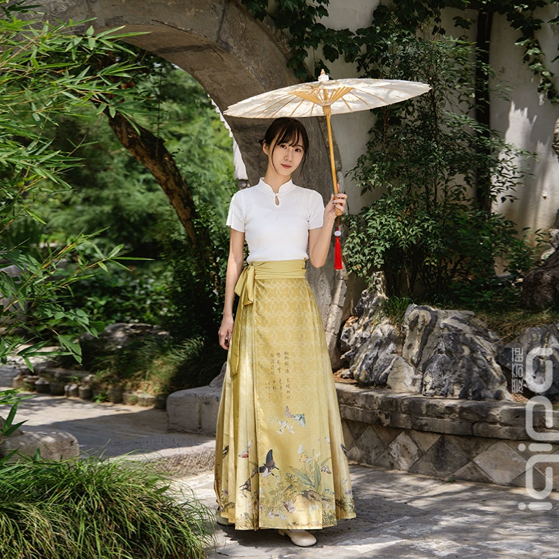 [Танец бабочки в цветке] Новая китайская повседневная юбка с конским лапшой