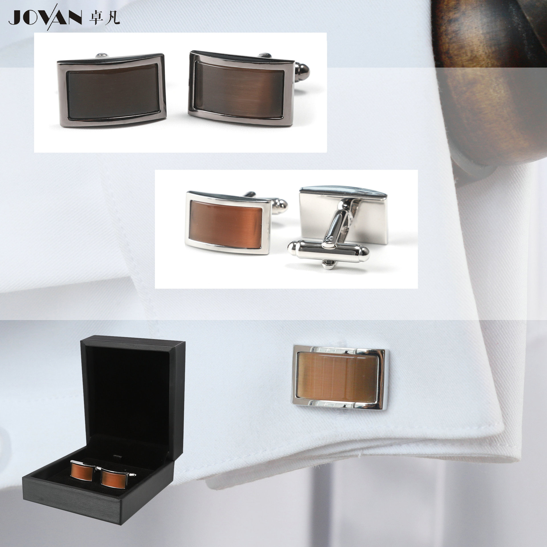 Zhuo Fan retro style cufflinks spot cuffnails men's buttons metal Opal 2023 spring new Amazon