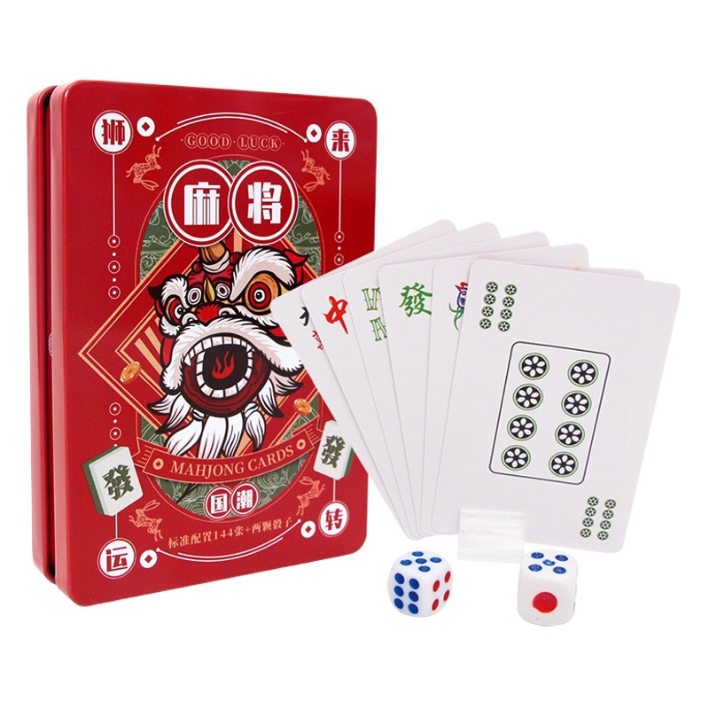 New national fashion mahjong playing cards online red creative 144 wide version portable outdoor travel party mahjong cards