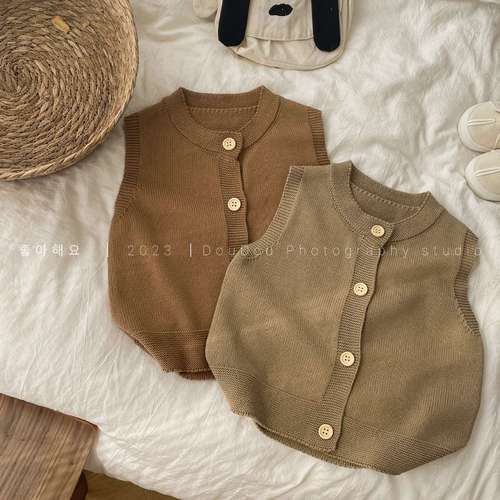  Spring New Style Children's Versatile Vest Forest System Loose Cardigan Outerwear Stylish Unisex Upgraded Top for Layering Trendy