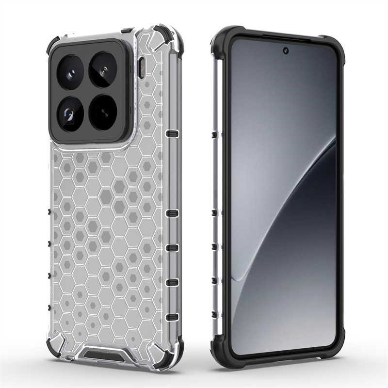 Suitable for Xiaomi 15Pro Honeycomb Phone Case Xiaomi 14t All-Inclusive Pocof6 Anti-Fall X6 Anti-Fall Protective Cover Transparent Black