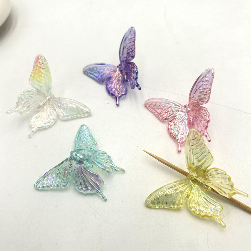 39*33mm acrylic color high UV color plated butterfly vertical hole three-dimensional butterfly DIY hair accessories accessories