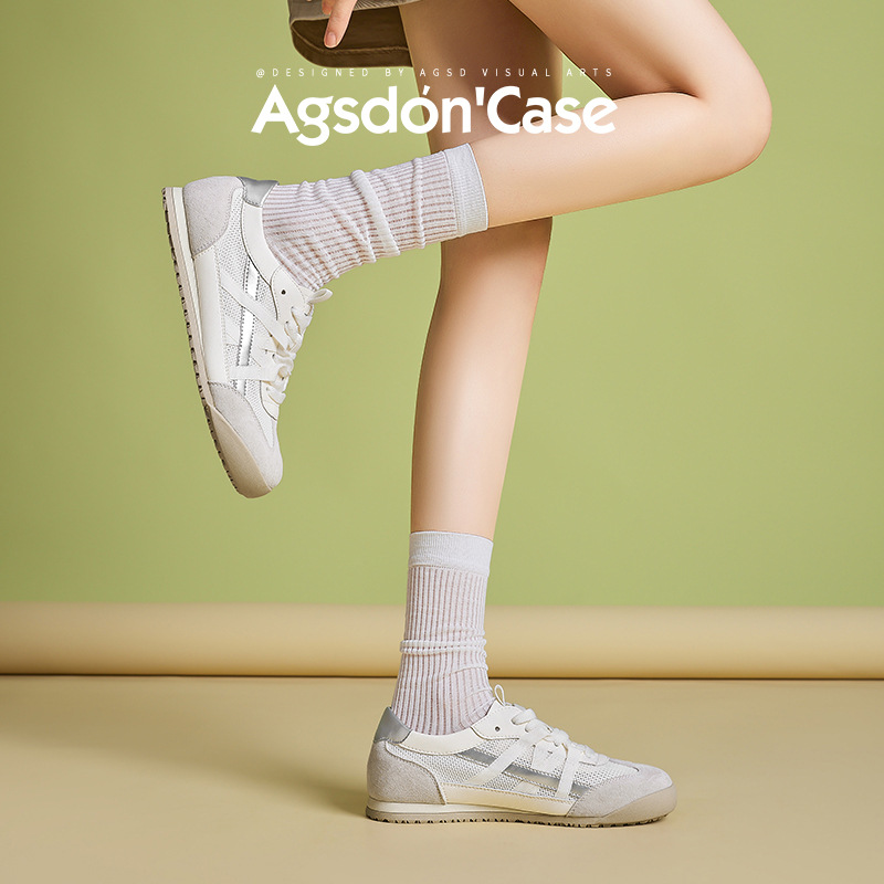 Augustion Yellow Alemania Training Shoes Mujer 2025 Verano Nuevo estilo Malla plana Zapatillas deportivas de ocio Forrest Gump