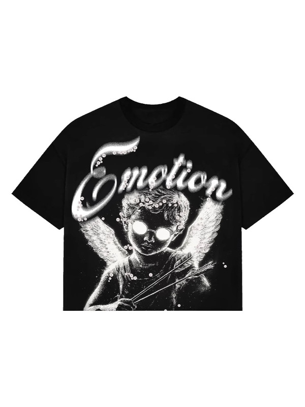 MIXED EMOTION 新作 25ss クロスボーダー アメリカン トレンド ストリート ピュアコットン ヒップホップ ホット ショート カジュアル ダイヤモンド 半袖 Tシャツ|undefined