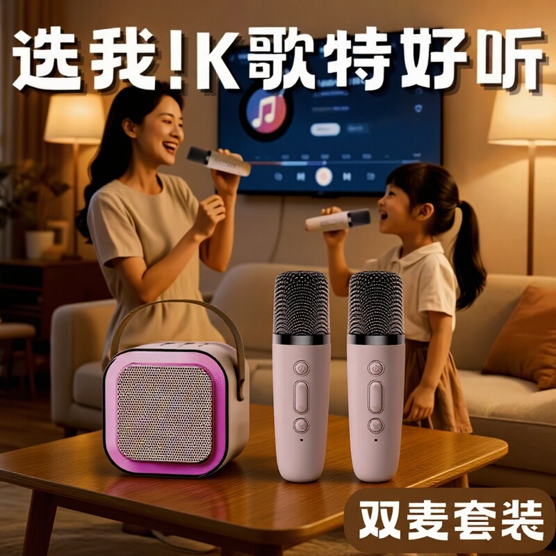 Cross-Border K12 Bluetooth Speaker Outdoor Portable Small Speaker Karaoke Card-Inserting Wireless Microphone Home Ktv Children's Toy Cross-Border K12 Bluetooth Speaker Outdoor Portable Small Speaker Karaoke Card-Inserting Wireless Microphone Home Ktv Children's Toy