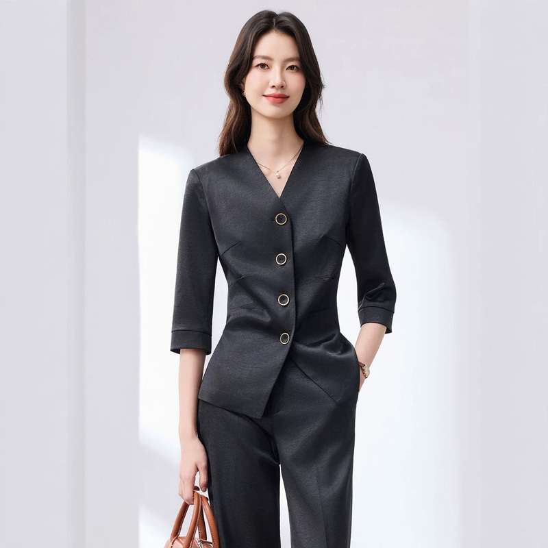 Three-Quarter Sleeve Suit Pants Two-Piece Set for Women 2026 Spring/Summer New Professional Attire Elegant Blazer