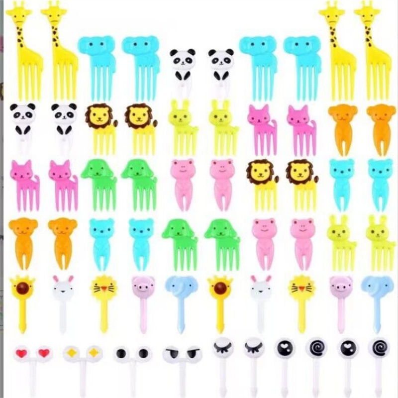 Japón hogar dibujos animados horquilla de fruta creativa para niños animales lindos horquilla de fruta de plástico set Bento stick